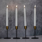 White Twist Battery- Operated 3D Wick Flame Wax Tapers- 4ct