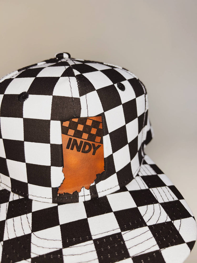 INDY Racing Leather Patch Checkered Hat