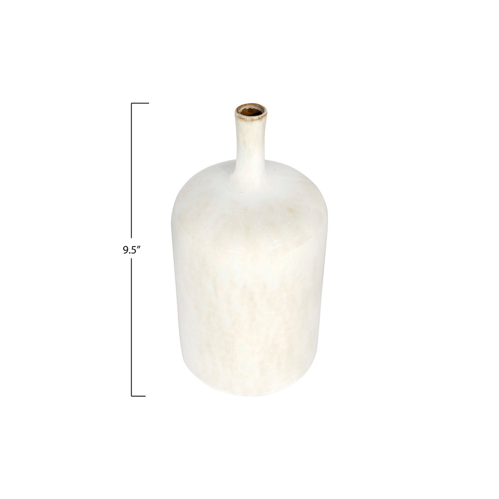 White Stoneware Vase with Glaze- 2 Sizes
