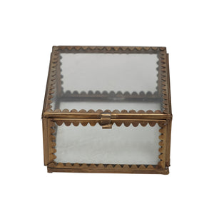 Brass & Glass Display Boxes w/ Scalloped Edges-2 sizes