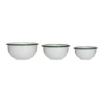 Enameled Bowls w/ Green Rim, Set of 3