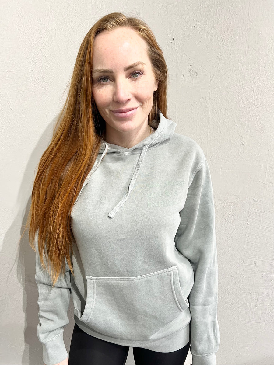 Two Chicks and A Hammer Squared Logo Hoodie Dusty Sage Two Chicks