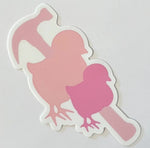 Two Chicks and A Hammer Pink Die-Cut Sticker