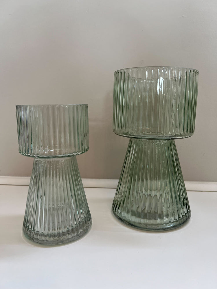 Ribbed Light Green Vase- 2 Sizes