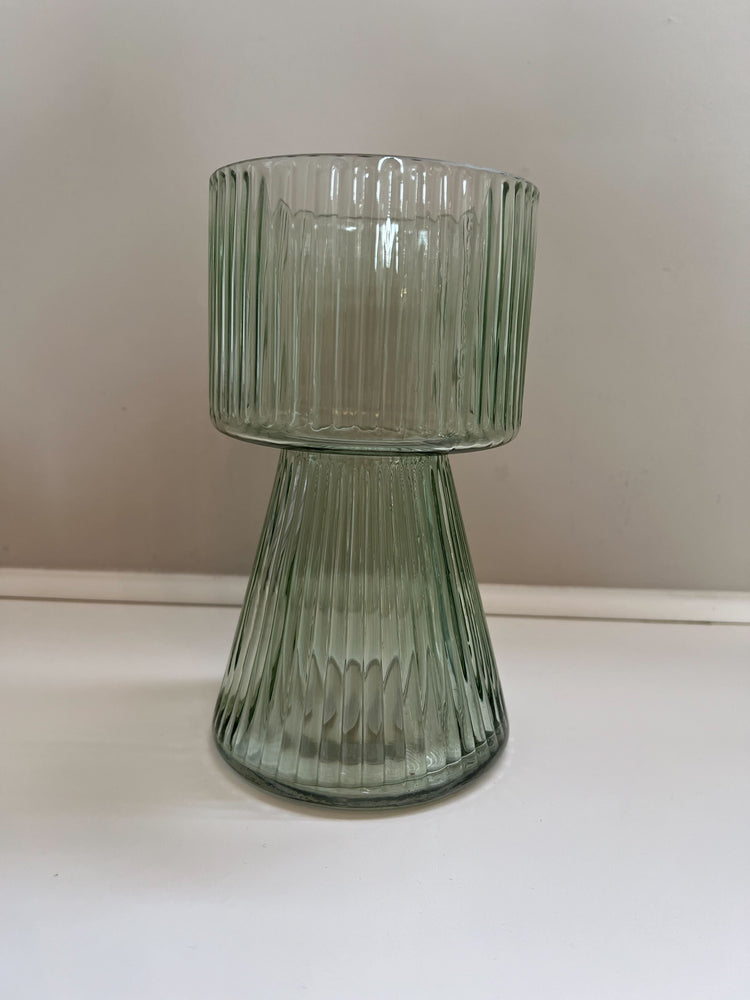 Ribbed Light Green Vase- 2 Sizes