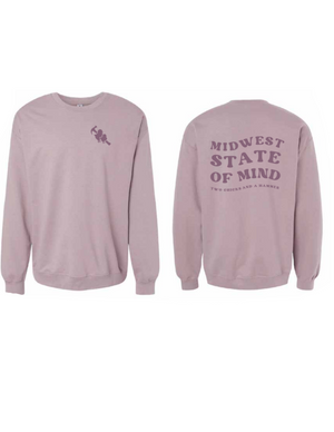 Midwest State of Mind Fleece Crew Sweatshirt- Lavender