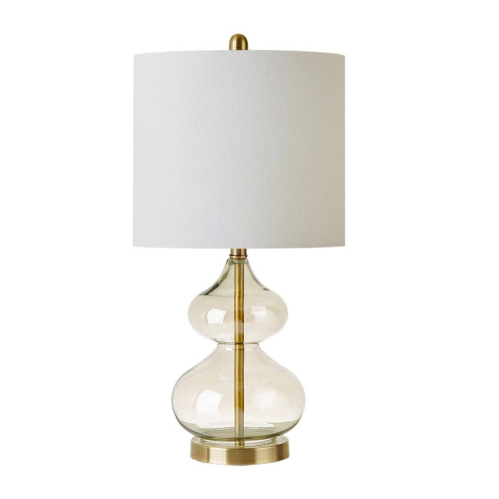 Clear Bubble Glass Base Table Lamps, Gold Glass