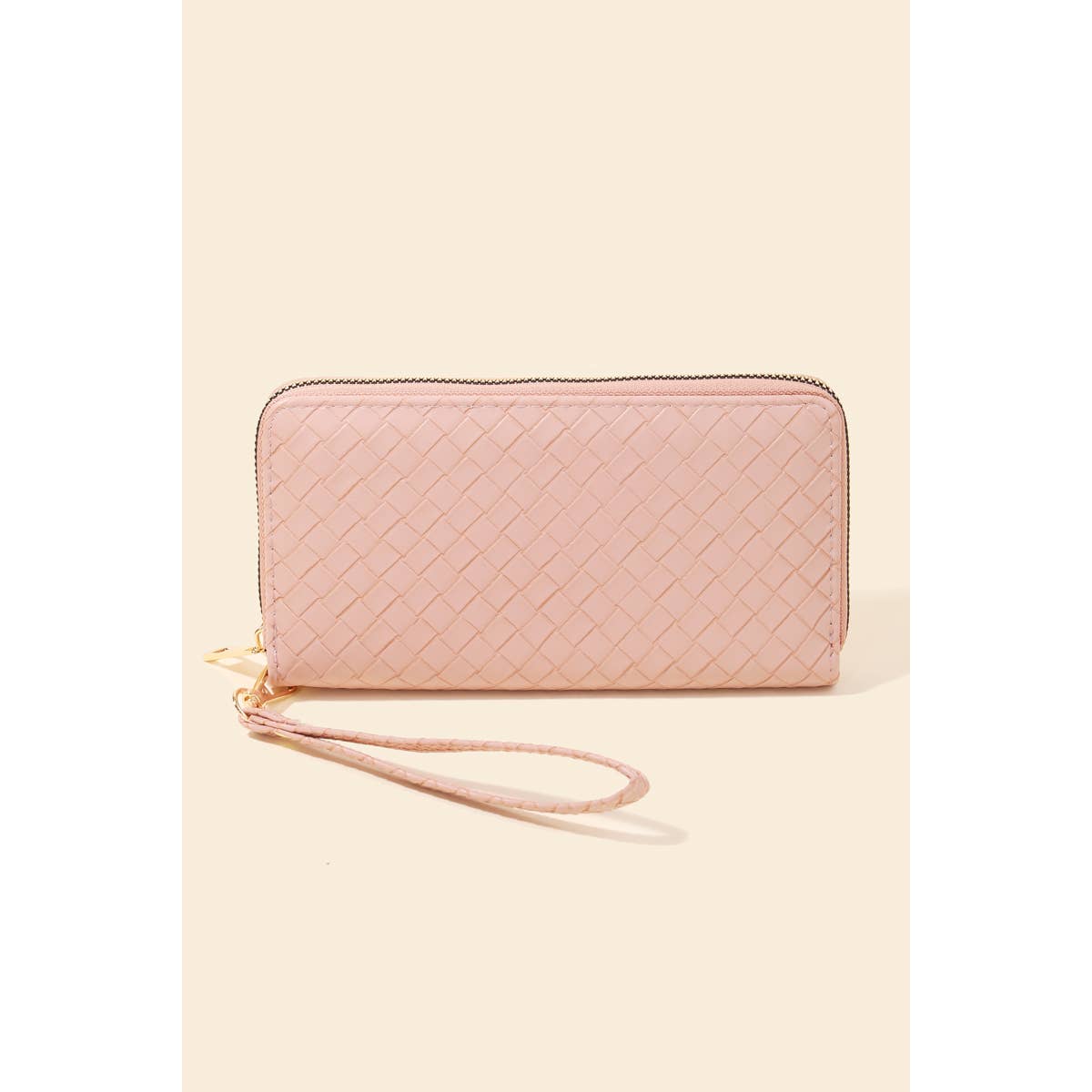 Blush Faux Leather Weave Pattern Wallet