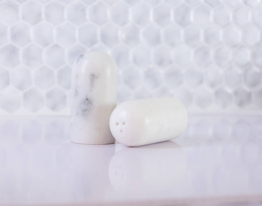 White Marble Salt & Pepper Shakers