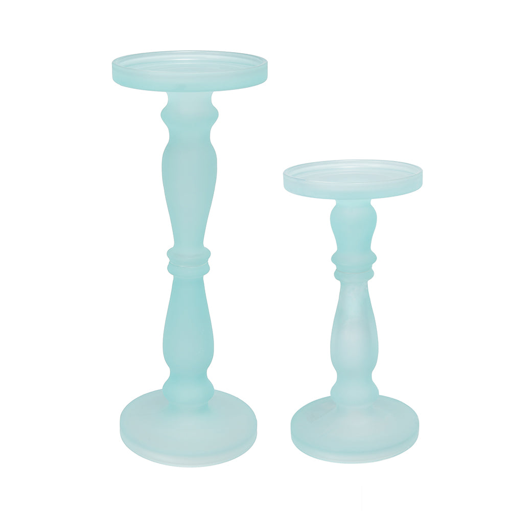 Glass Candle Pedestal- set of 2 / 2 colors