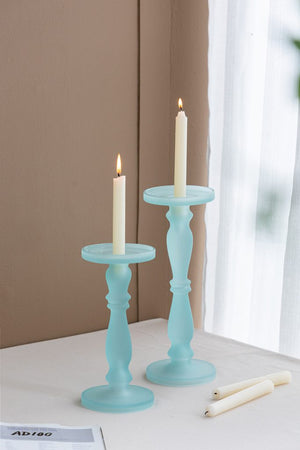 Glass Candle Pedestal- set of 2 / 2 colors