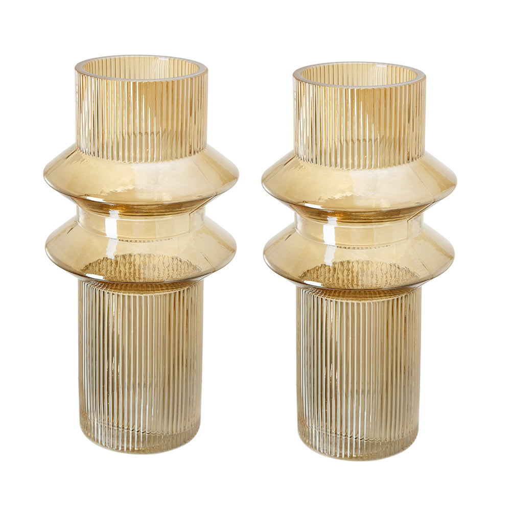 Fluted Accent Vases with Ribbed Design- 2 colors