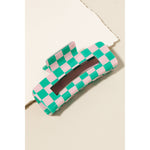 Checkered Pattern Rectangular Hair Claw- 3 Color Variations
