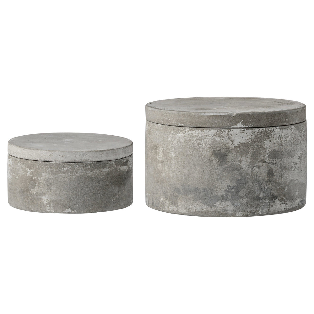 Cement Boxes with Lids-Set of 2
