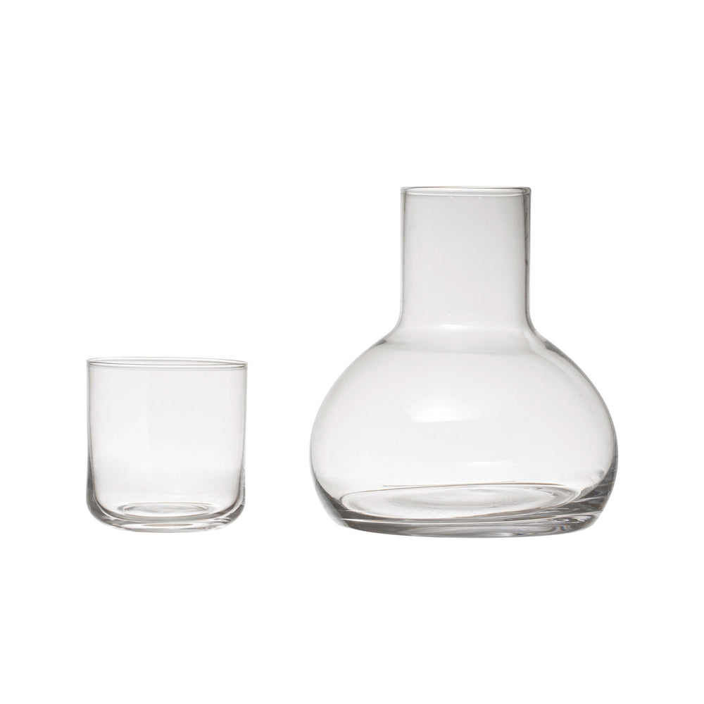 Clear Glass Carafe with Glass, Set of 2