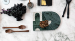 Beige & Green Marble Cheese/Cutting Board w/ Abstract Design