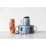 Blue & White Hand-Stamped Stoneware Mug-3 Styles
