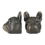 Frenchie Dog Head Bookends with Antique Finish, Set of 2