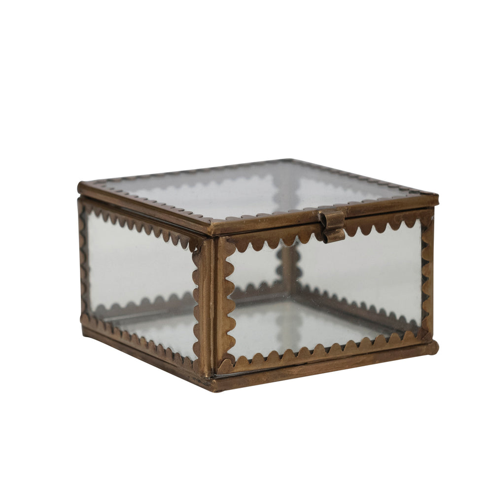 Brass & Glass Display Boxes w/ Scalloped Edges- 2 sizes