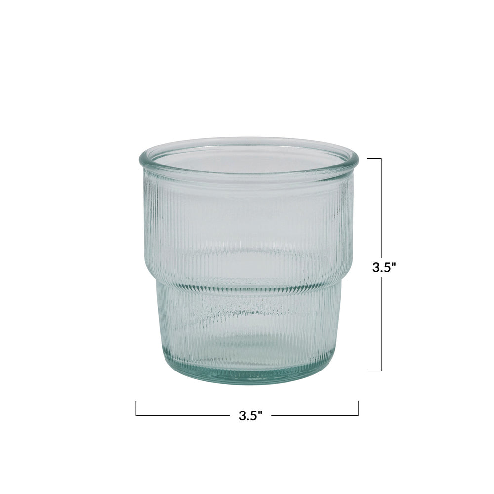 Fluted Recycled Stackable Drinking Glasses