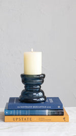 Blue Recycled Glass Candle Holder