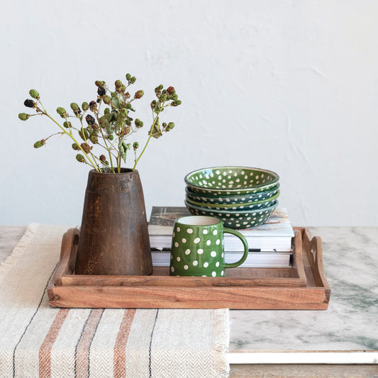 Set of 2 Acacia Wood Trays w/ Handles