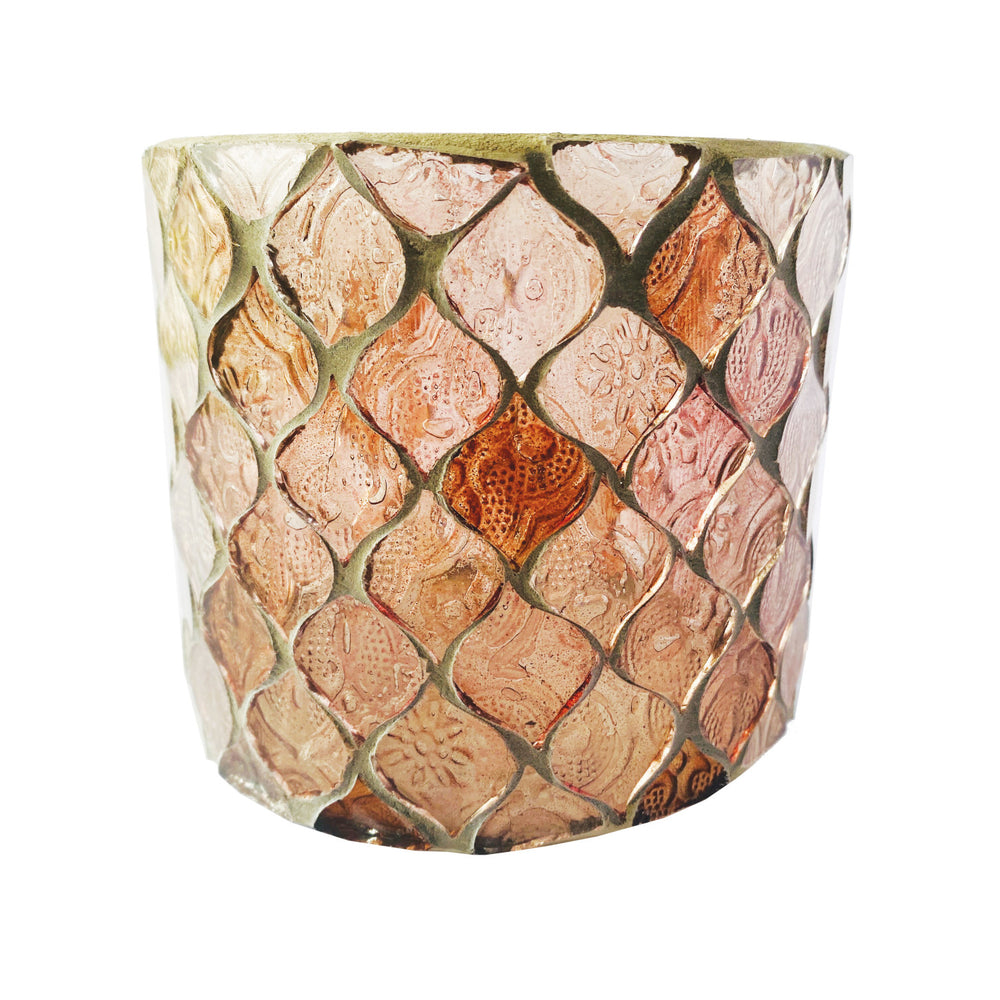 Pink Recycled Glass Mosaic Tealight/Votive Holder