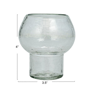 Clear Recycled Glass Footed Votive Holder