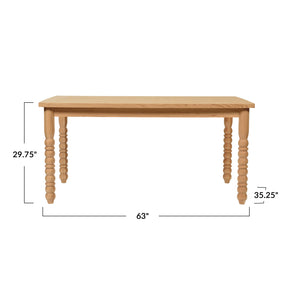 Natural Mango Wood Dining Table w/ Carved Legs