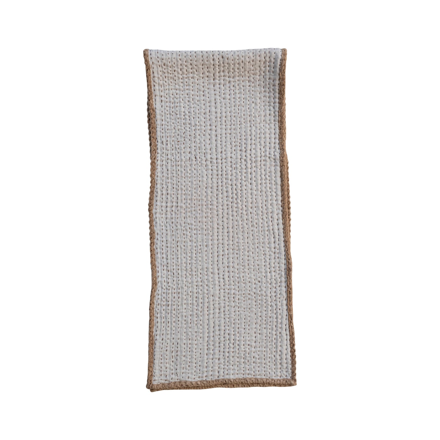 Tan Stonewashed Cotton Waffle Weave Table Runner