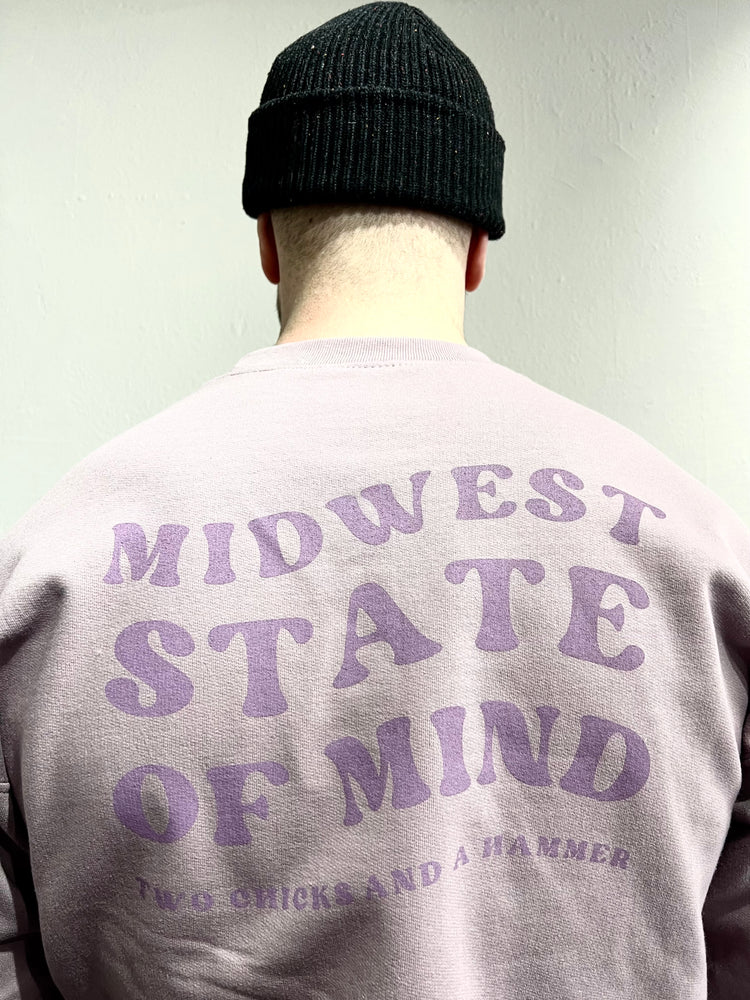 Midwest State of Mind Fleece Crew Sweatshirt- Lavender