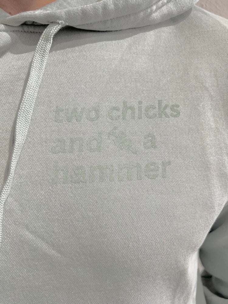 Two Chicks and A Hammer Squared Logo Hoodie- Dusty Sage