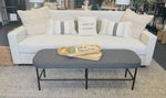 Charcoal & Black Fabric Upholstered Bench w/ Metal Legs