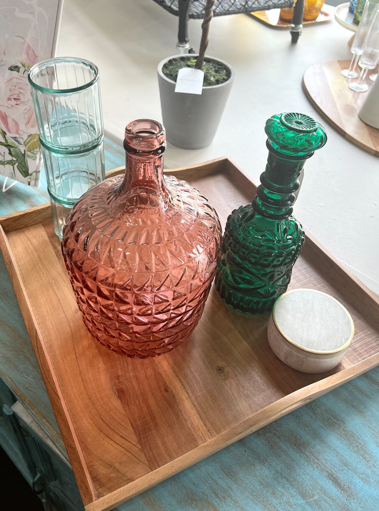 Pink Relief Recycled Glass Carafe