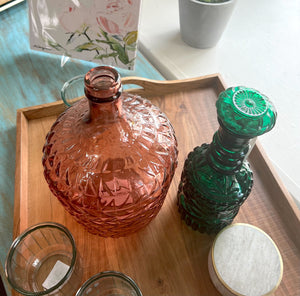 Pink Relief Recycled Glass Carafe
