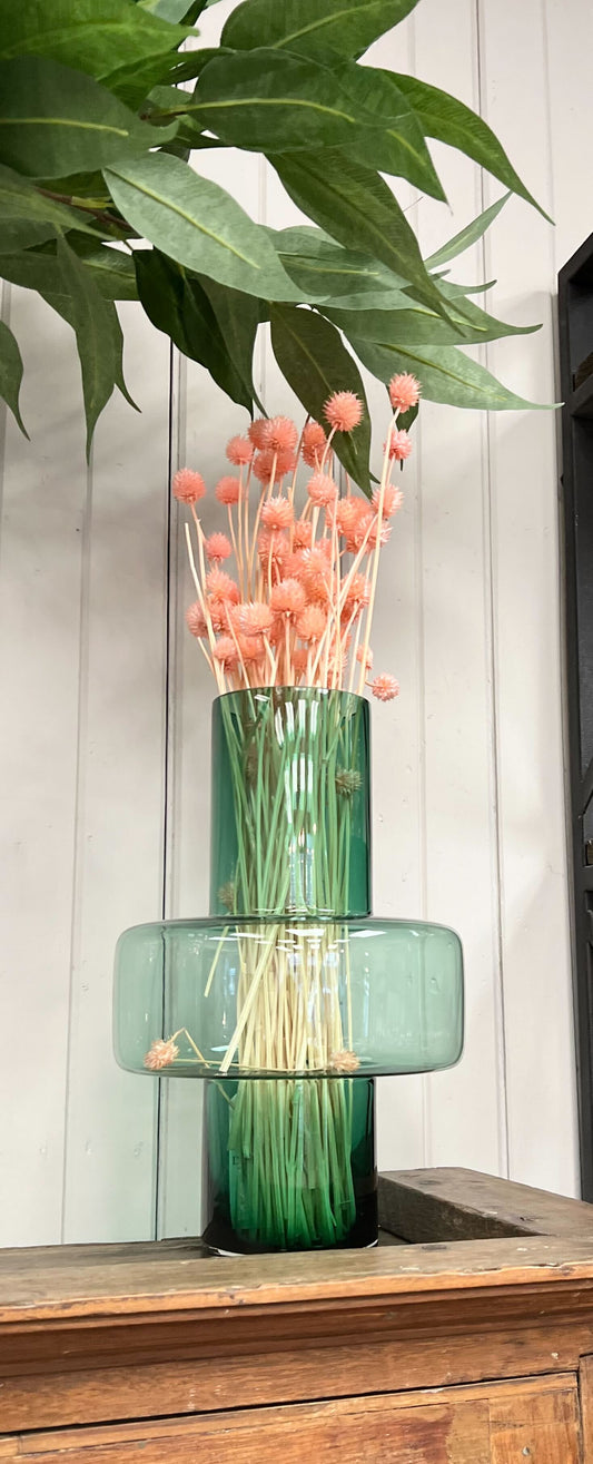 Tall Dark Green Glass Vase