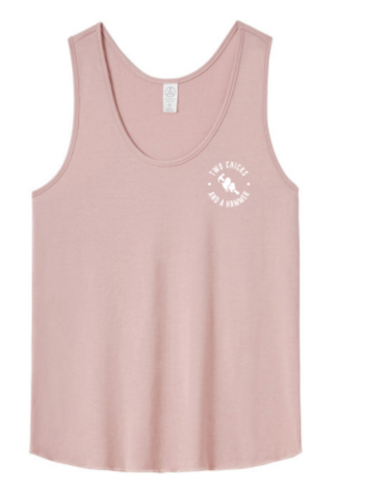 Two Chicks Circle Logo Racerback Tank in Rose Quartz