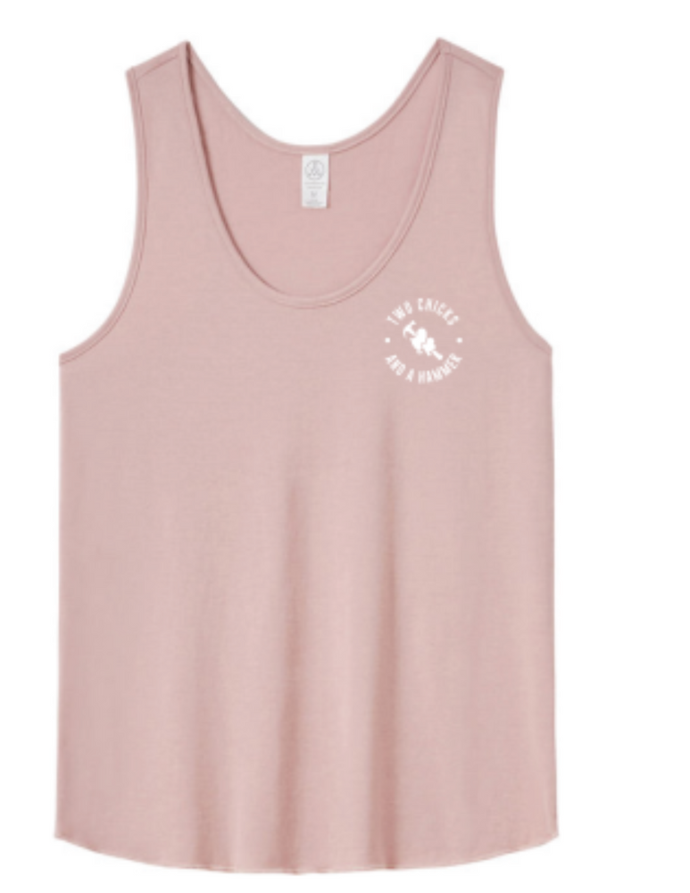 
                
                    Load image into Gallery viewer, Two Chicks Circle Logo Racerback Tank in Rose Quartz
                
            