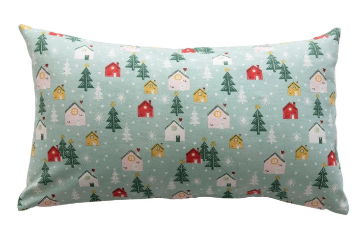 "FA LA LA All Season Long" Cotton Lumbar Pillow with Patterned Back