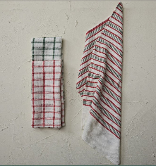 Set of 3 Cotton Waffle Weave Holiday Tea Towels