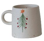 Hand-Painted Stoneware Mug w/ Christmas Tree + Matching Platter - All Sold Seperately