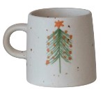 Hand-Painted Stoneware Mug w/ Christmas Tree + Matching Platter - All Sold Seperately