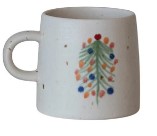 Hand-Painted Stoneware Mug w/ Christmas Tree + Matching Platter - All Sold Seperately