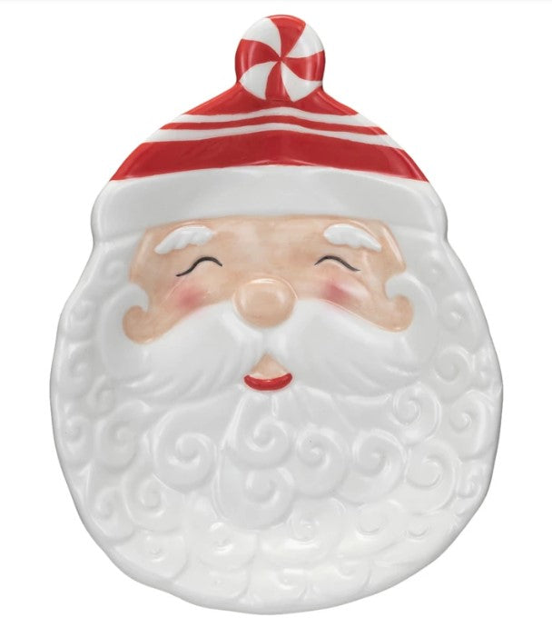 Hand-Painted Ceramic Santa Plate and Salt + Pepper Shakers; Sold Separately