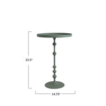 Matte Sage Metal Table with a Textured Sand Finish