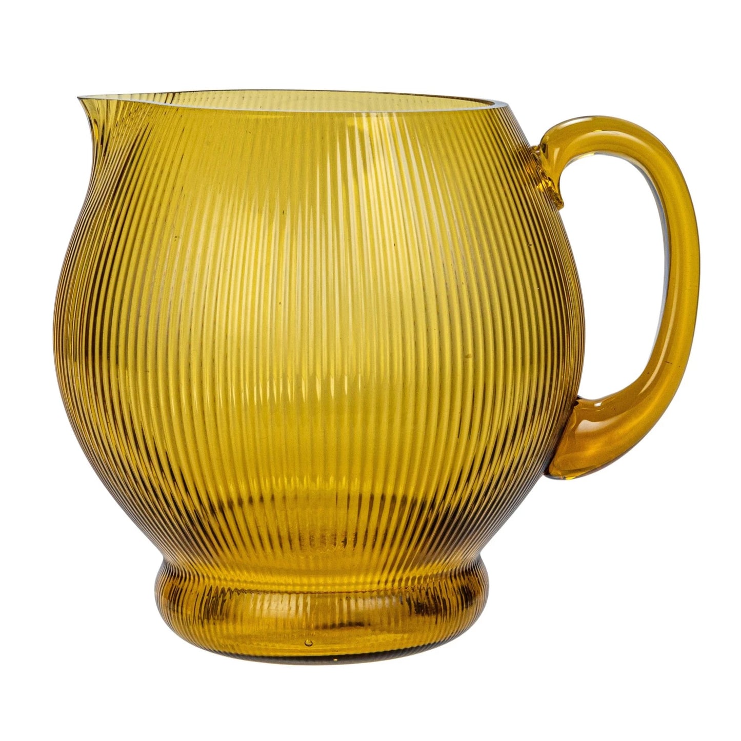 Amber Fluted Glass Pitcher