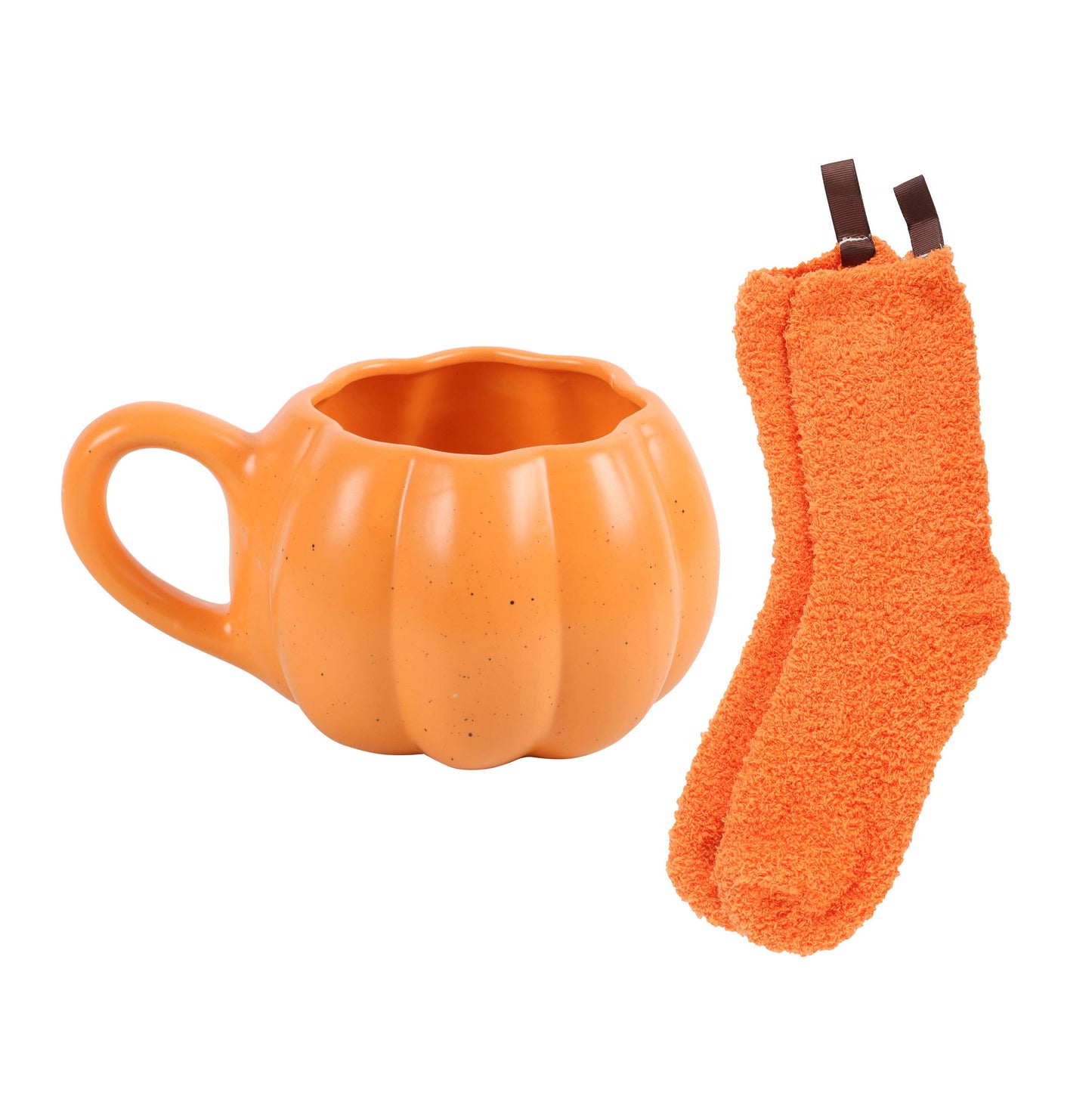 1 LEFT- Pumpkin Shaped Mug and Socks Set