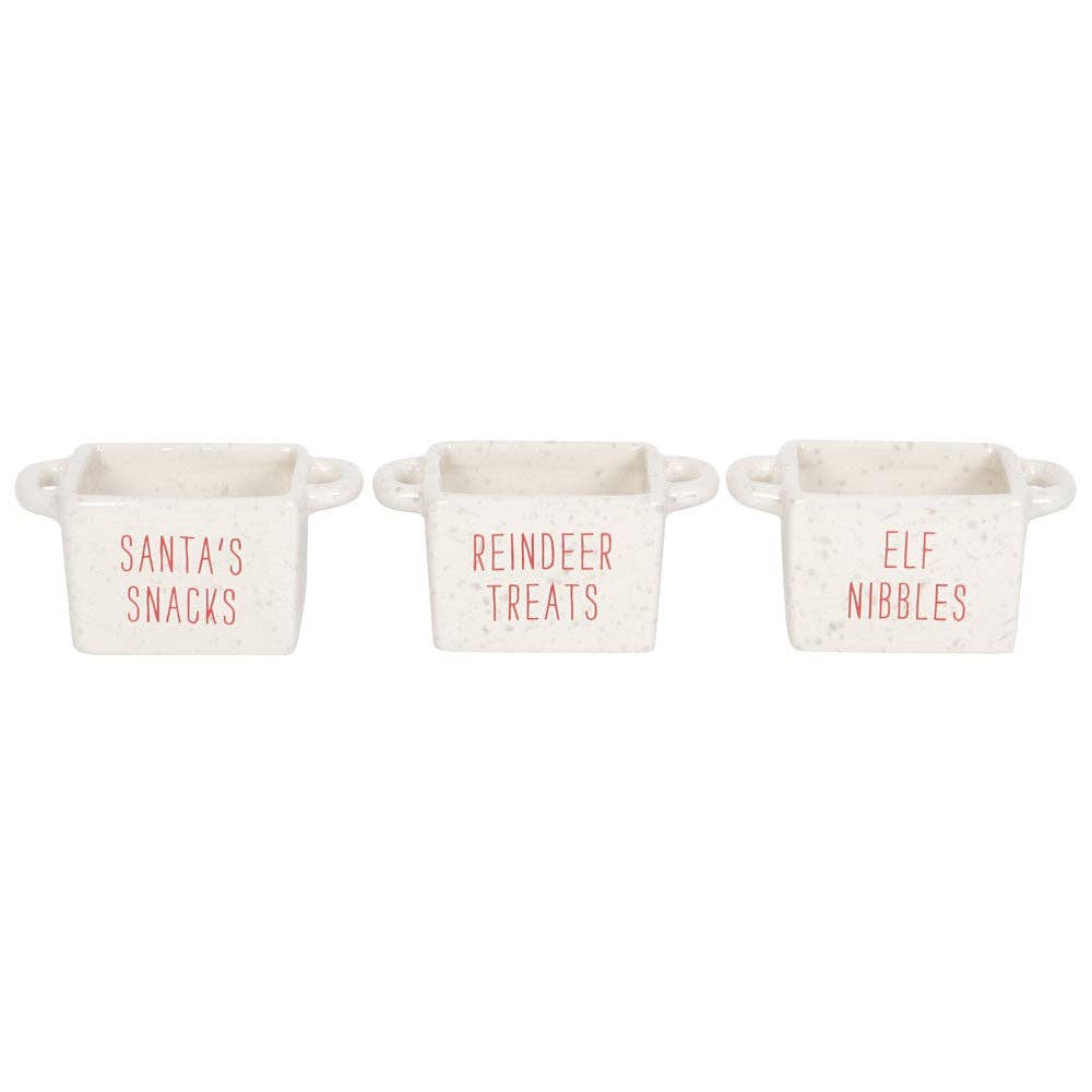 Set of 3 Ceramic Christmas Snack Bowls