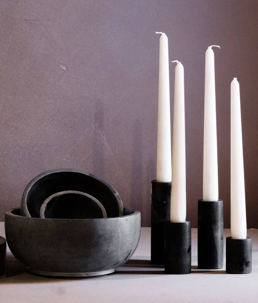 Set of 4 Soapstone Taper Candle Holders