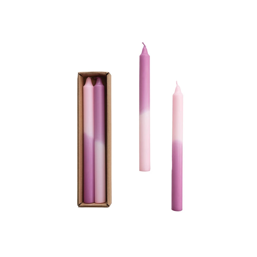 Pink & Lilac Ombre Unscented Taper Candles - Set of 2